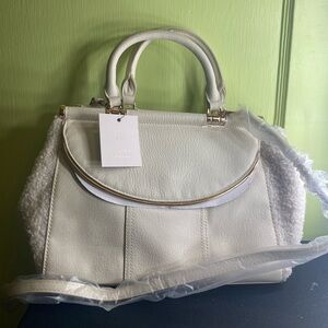 Lauren Conrad Handbag Purse Bag Crossbody Satchel | Faux Leather White Fleece